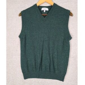 Turnbury Kids Green 100% Extra Fine Merino Wool V-Neck Sweater Vest Sz Medium